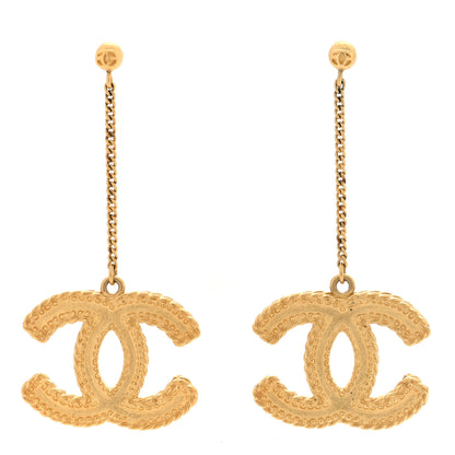 Chanel CC Drop Earrings Matte Gold 1 of 5