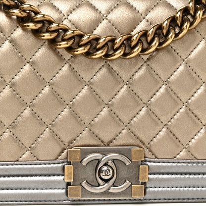 Chanel Metallic Calfskin Quilted Medium Boy Flap Khaki 15 of 26