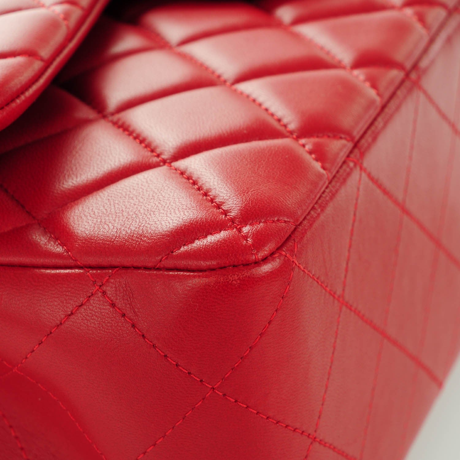 Chanel Lambskin Quilted Jumbo Double Flap Red 9 of 9