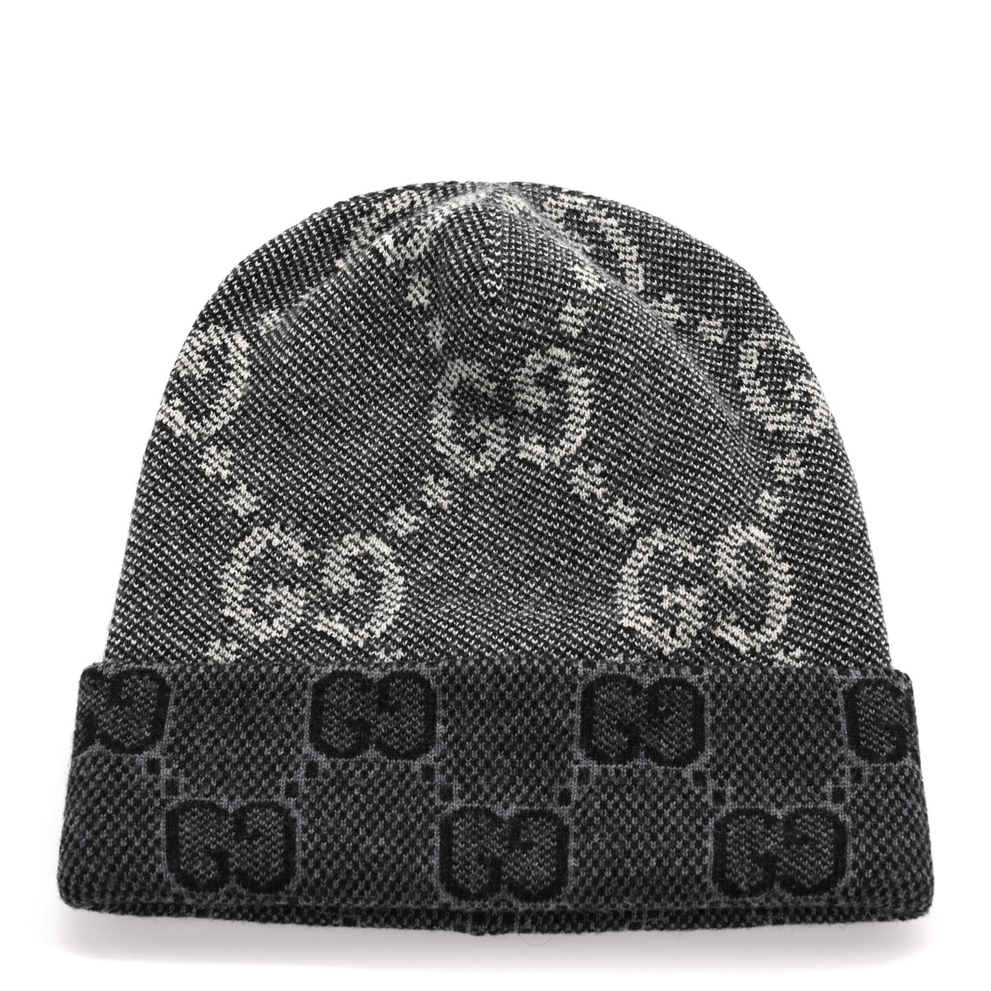 Wool Monogram Doubly G Beanie Hat L Black Dark Grey