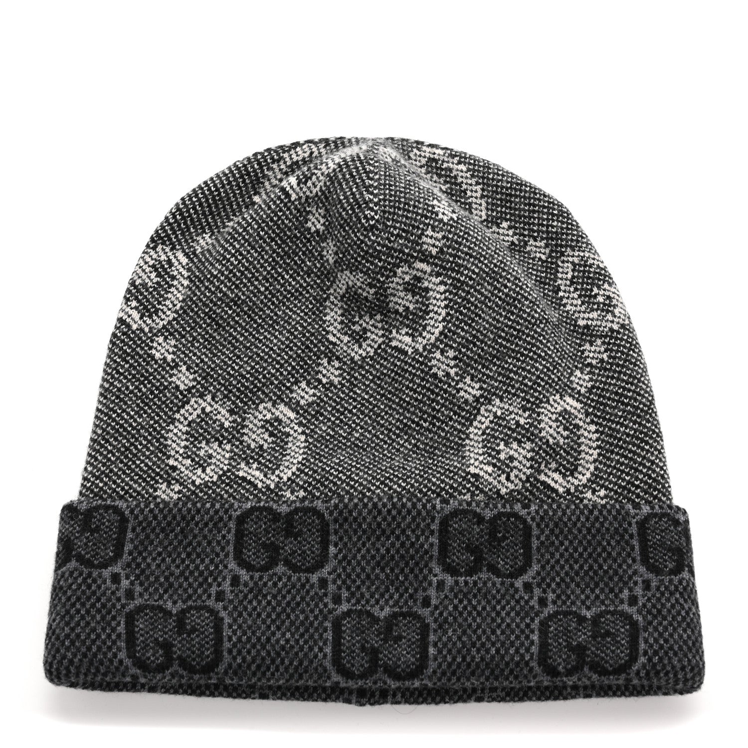 Gucci Wool Monogram Doubly G Beanie Hat L Black Dark Grey 1 of 5