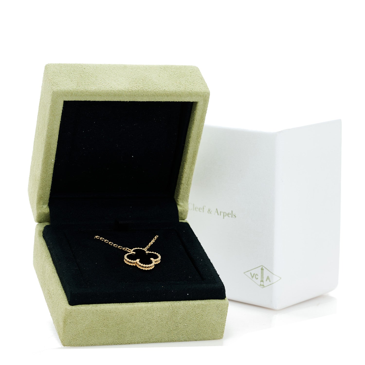 Van Cleef & Arpels 18K Yellow Gold Black Onyx Vintage Alhambra