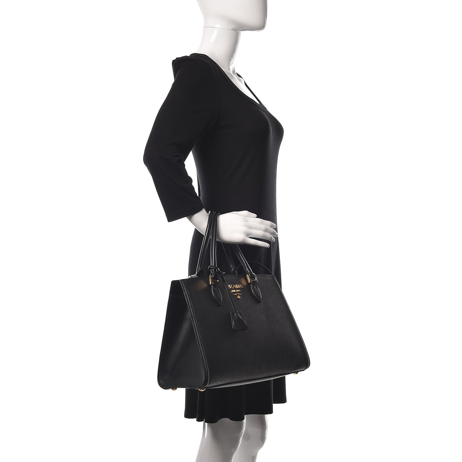 Prada Saffiano Soft Calfskin Tote Black 2 of 11