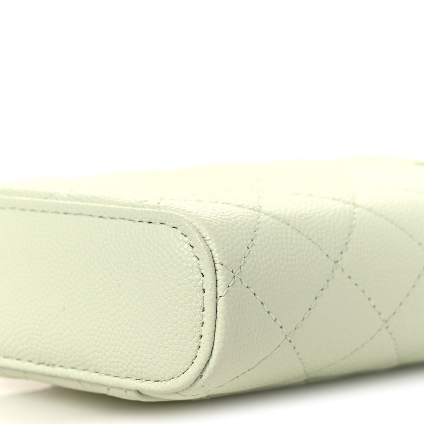 Caviar Quilted Phone Holder With Chain Light Green