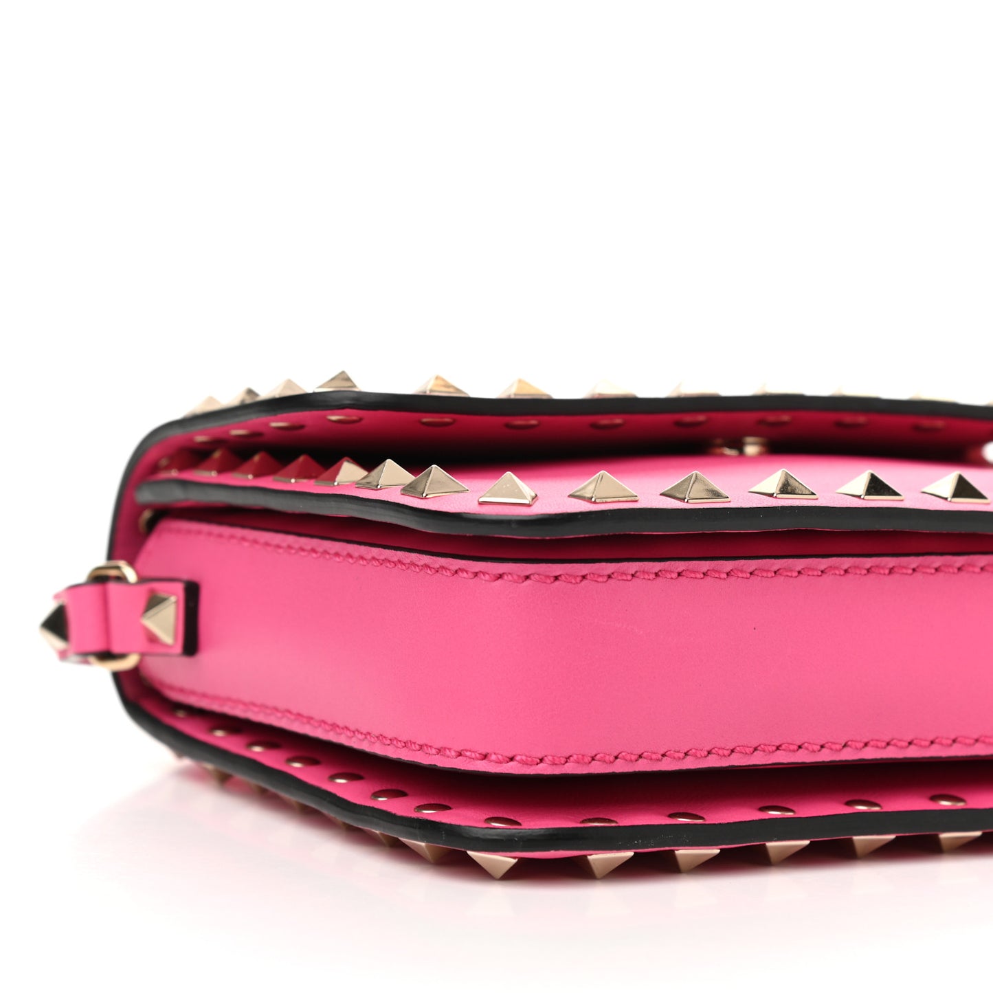 Vitello Rockstud Flap Crossbody Bag Peony