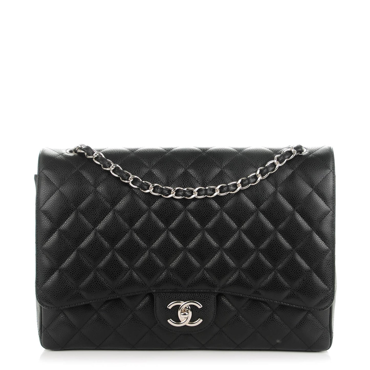 Caviar Quilted Maxi Double Flap Black