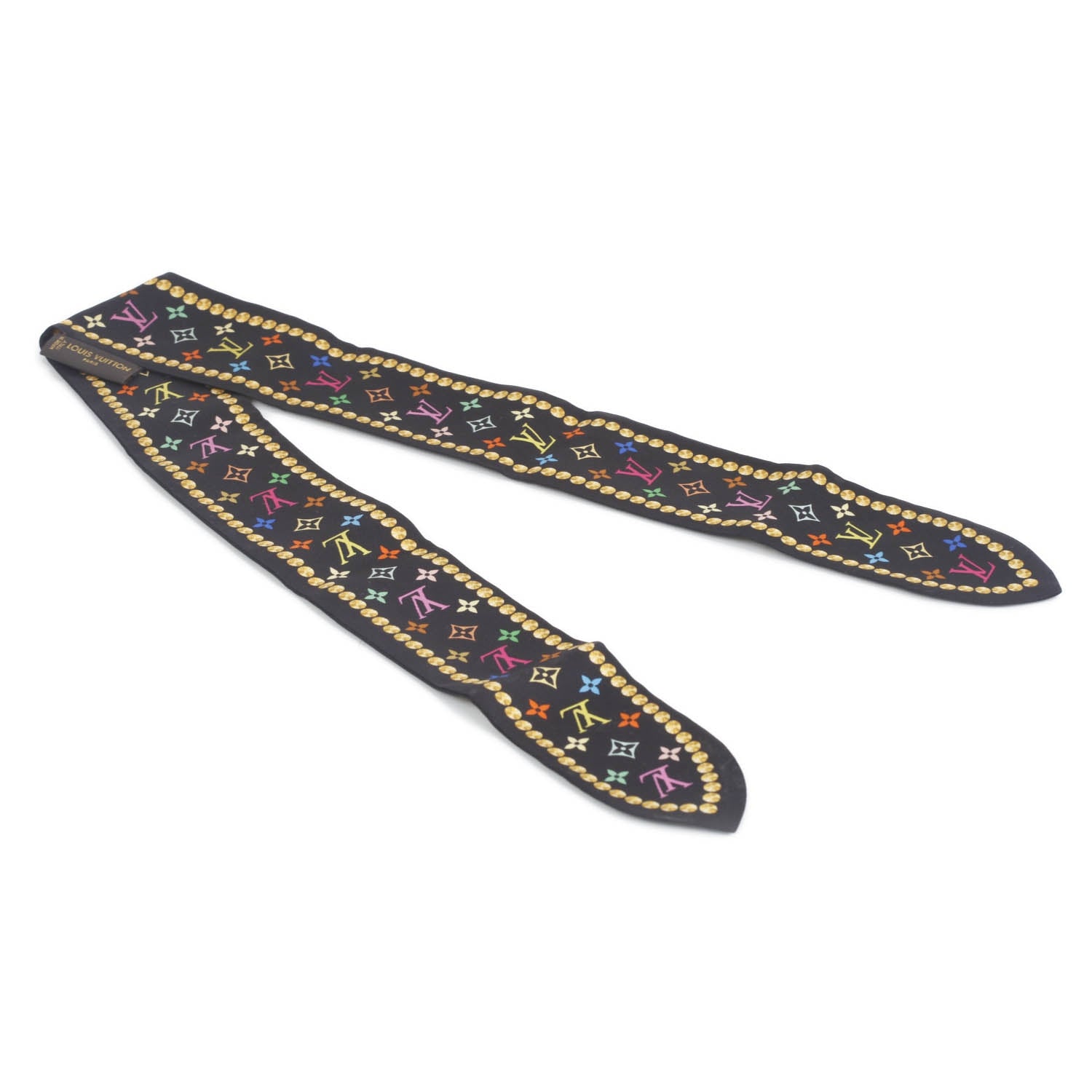 Louis Vuitton Silk Monogram Multicolor Bijou Bandeau Black 1 of 5