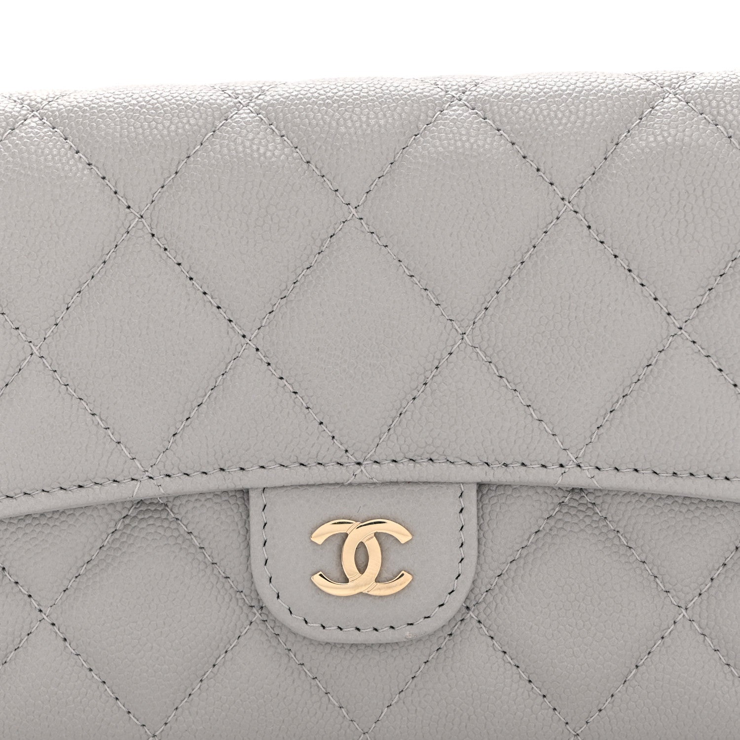Chanel Caviar Quilted Large Gusset Flap Wallet Grey 9 of 11