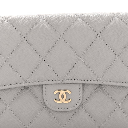 Chanel Caviar Quilted Large Gusset Flap Wallet Grey 9 of 11