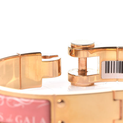 Hermes Enamel Printed Narrow Charniere Brides De Gala Hinged Bracelet M Rose Couture 5 of 5