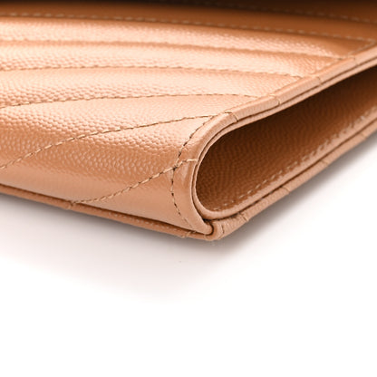 Saint Laurent Grain De Poudre Matelasse Chevron Monogram Cassandre Flap Pouch Natural Dark 8 of 9