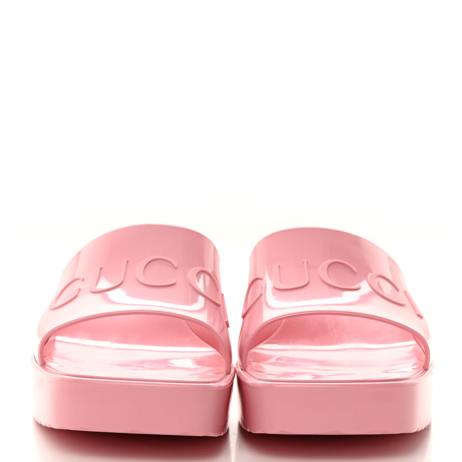 Gucci Rubber Gucci Logo Womens Platform 20/60mm Slide Sandals 39 Wild Rose 2 of 9