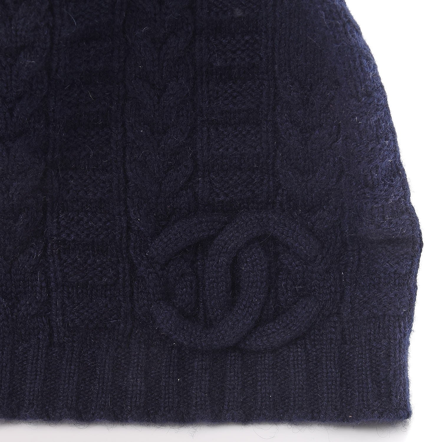 Chanel Merino Wool CC Beanie Hat Navy 4 of 4
