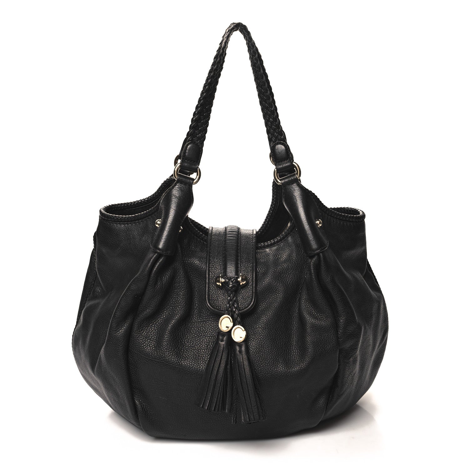 Gucci Pebbled Calfskin Medium Marrakech Shoulder Bag Black 1 of 10