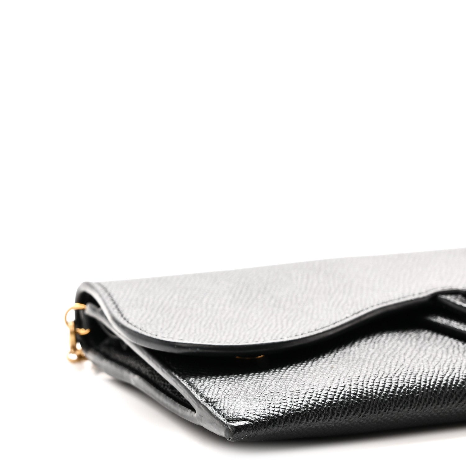 Christian Dior Grained Calfskin Saddle Chain Wallet Pouch Black 9 of 10
