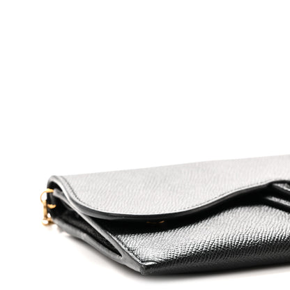Christian Dior Grained Calfskin Saddle Chain Wallet Pouch Black 9 of 10