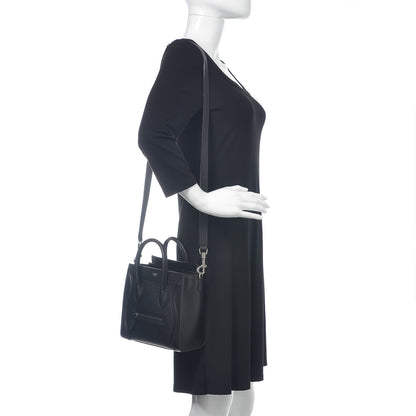 Celine Drummed Calfskin Nano Luggage Black 2 of 10