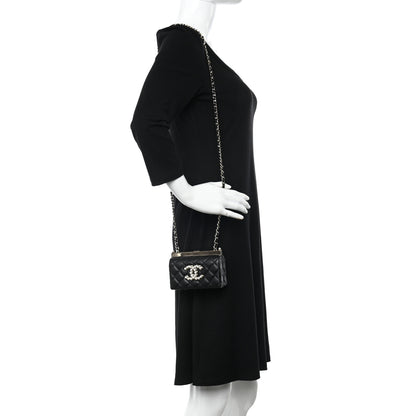 Chanel Lambskin Quilted Pearl CC Vanity Case Black 2 of 12