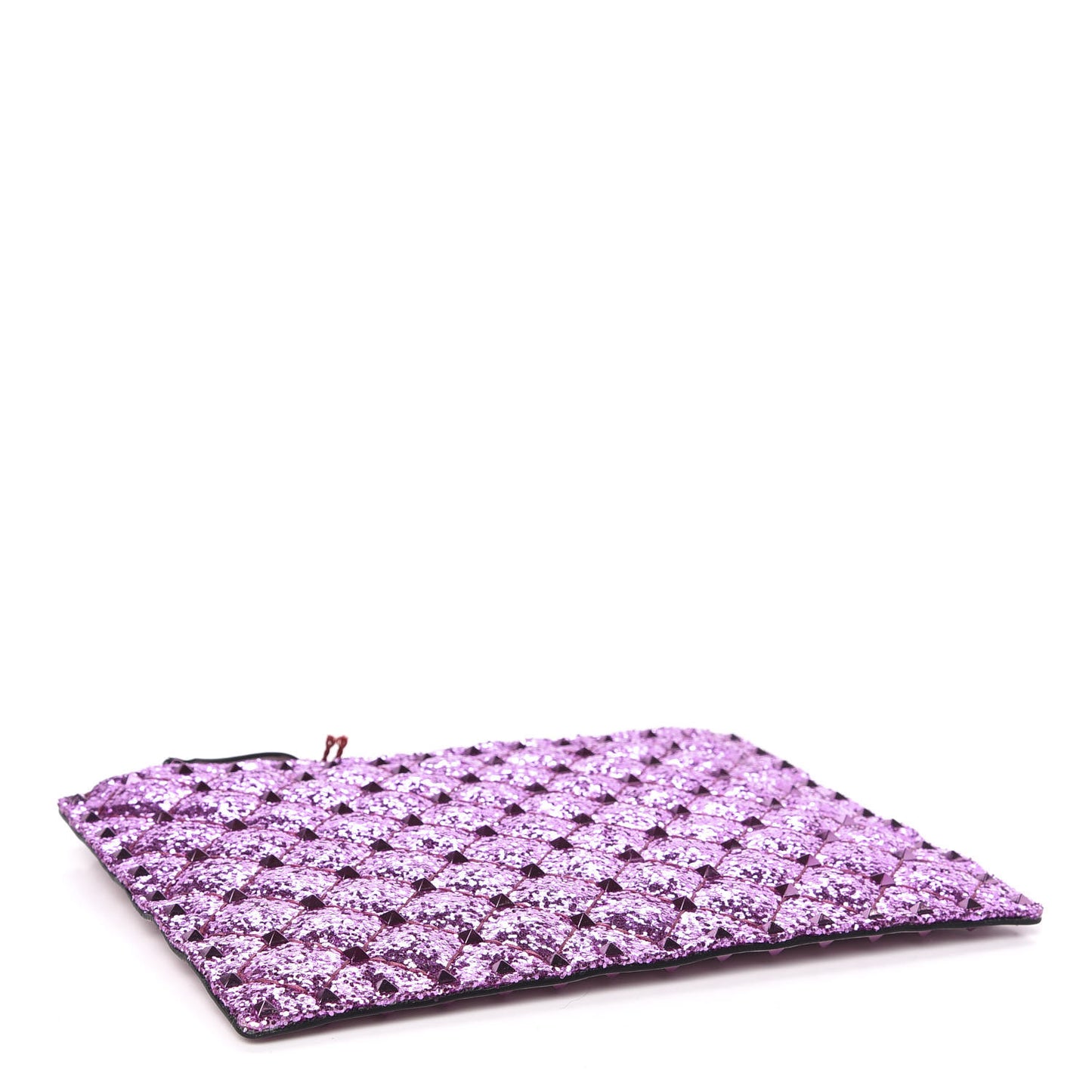 Glitter Rockstud Spike Zip Pouch Water Lilac