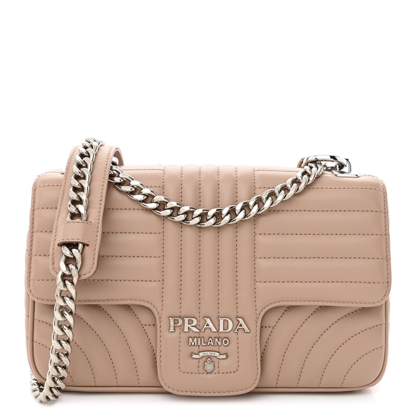 Soft Calfskin Impunture Diagramme Medium Chain Flap Shoulder Bag Cipria
