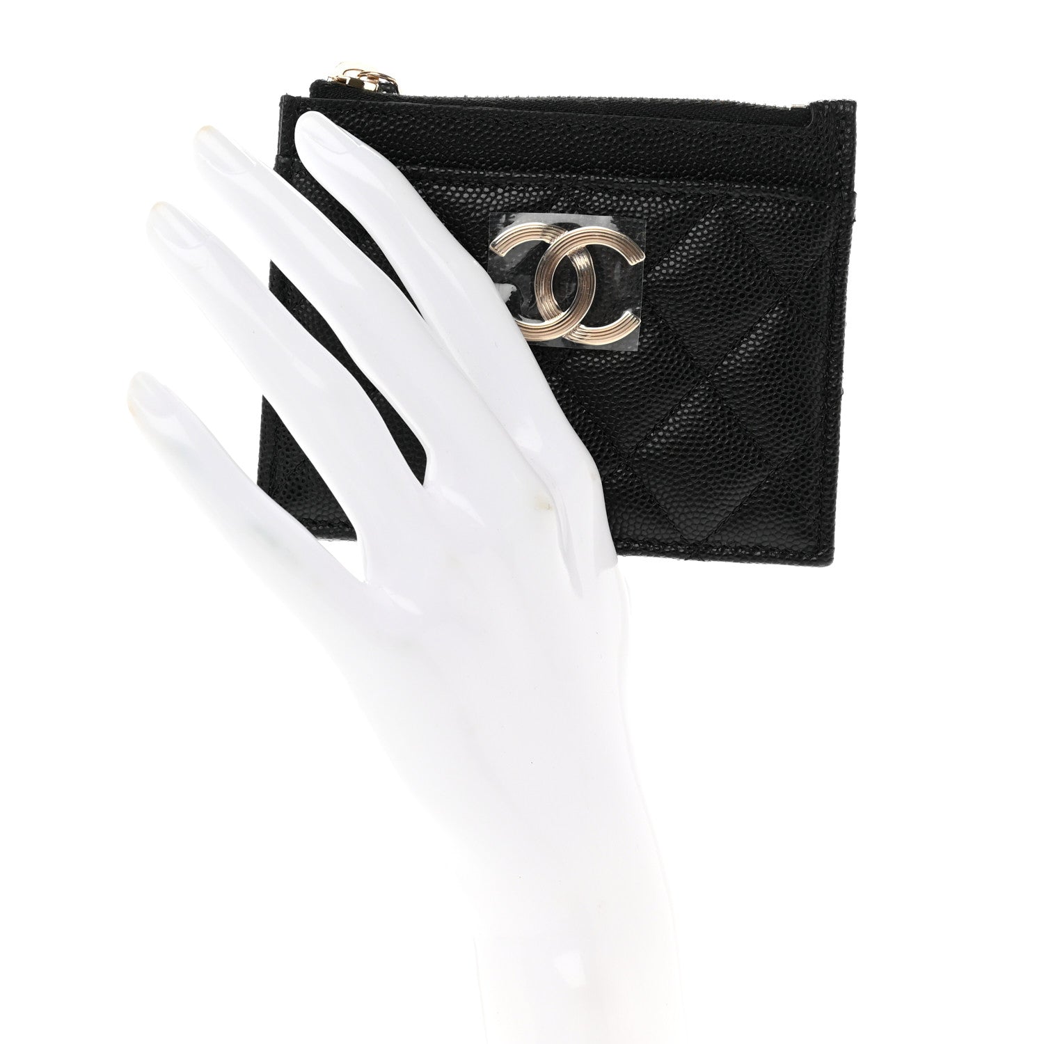 Chanel Caviar Quilted CC Zip Card Holder Black 2 of 8