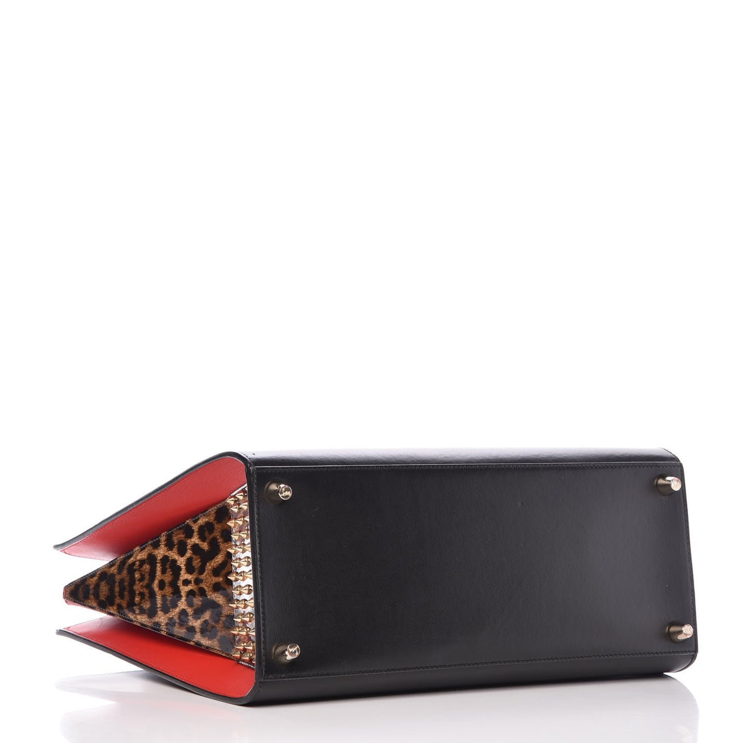Calfskin Patent Leopard Spiked Large Paloma Black