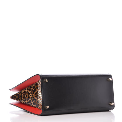 Christian Louboutin Calfskin Patent Leopard Spiked Large Paloma Black 4 of 10