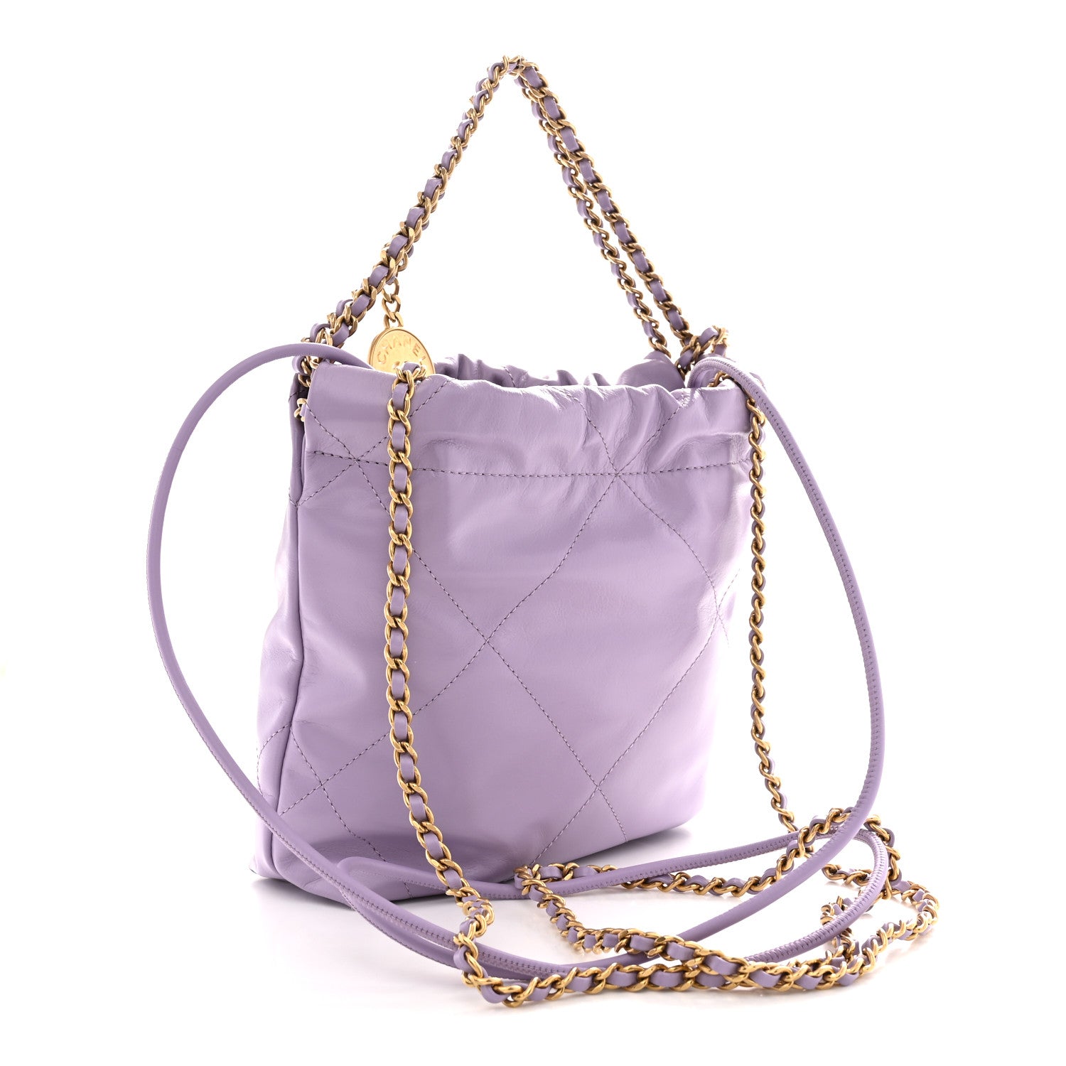 Chanel Shiny Calfskin Quilted Mini Chanel 22 Light Purple 2 of 10