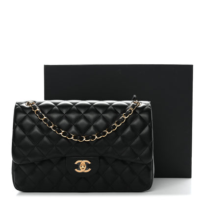 Chanel Lambskin Quilted Jumbo Double Flap Black 35 of 37