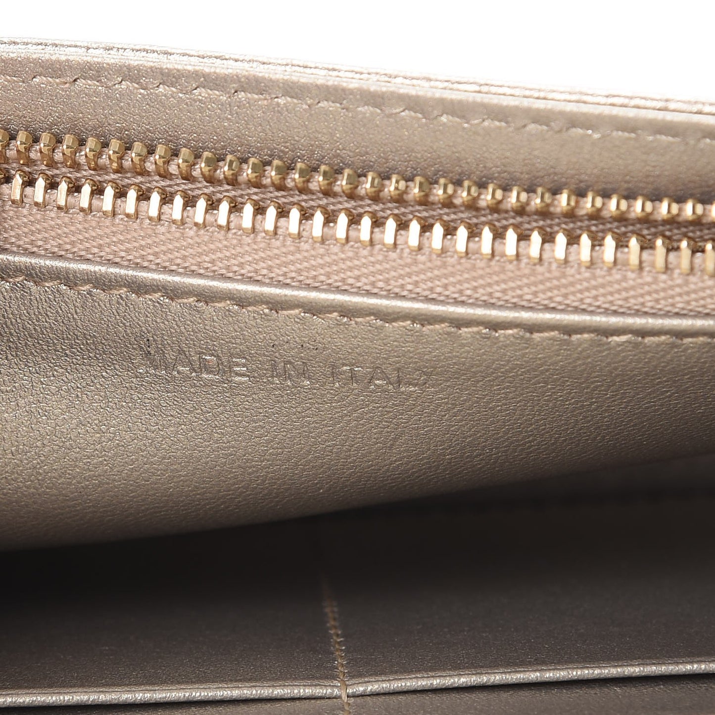 Metallic Grained Calfskin Diorama Wallet on Chain Pouch Light Gold