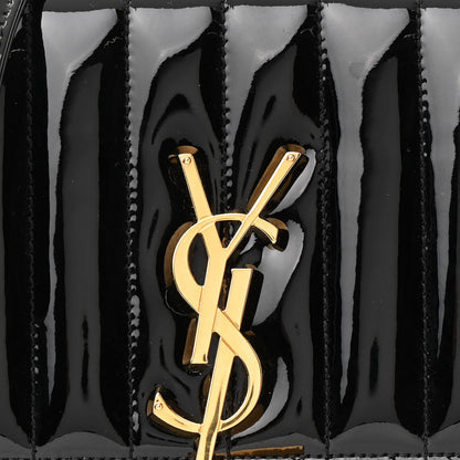 Saint Laurent Patent Calfskin Matelasse Monogram Medium Vicky Chain Bag Black 8 of 14