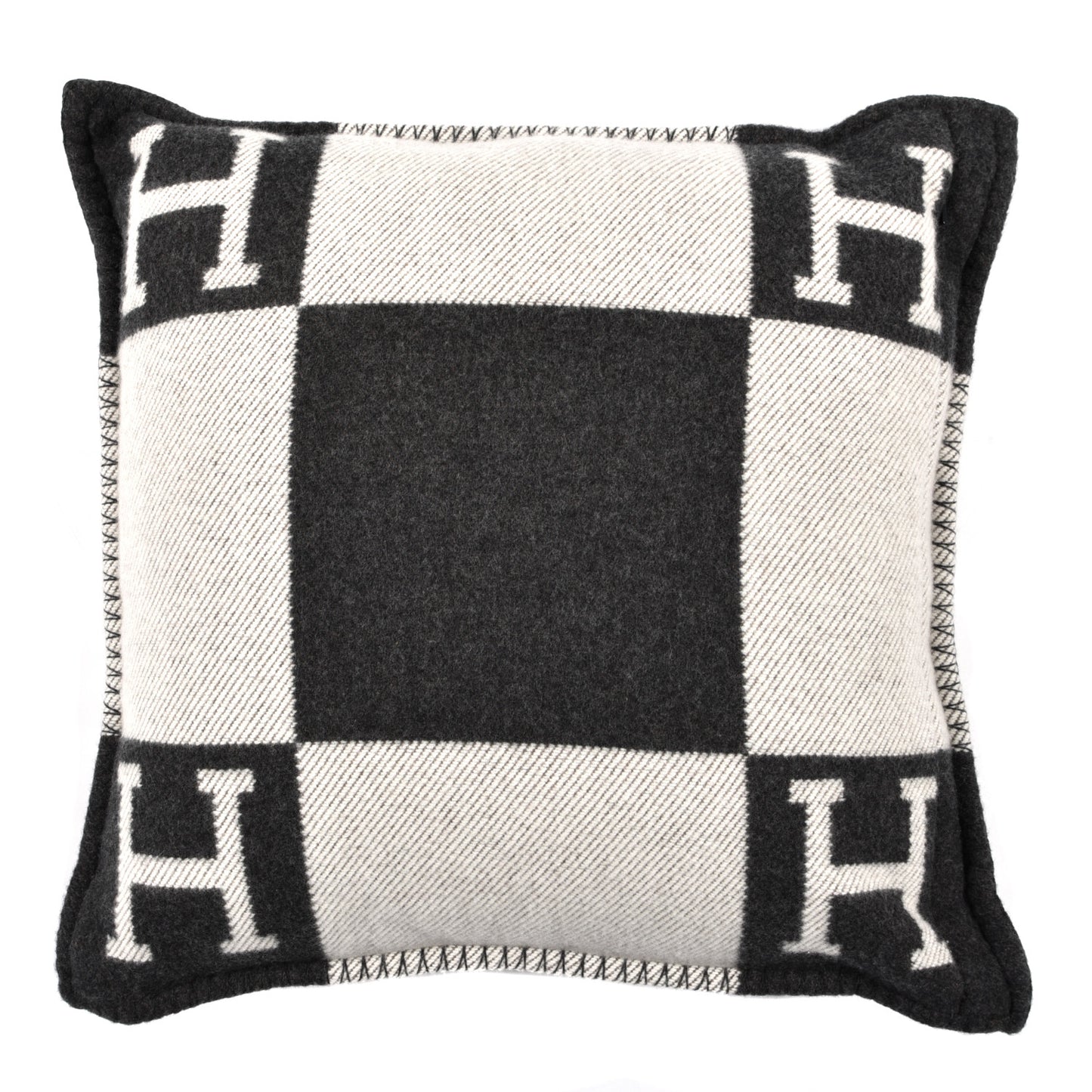 Wool Cashmere Avalon Pillow PM Ecru Gris Fonce
