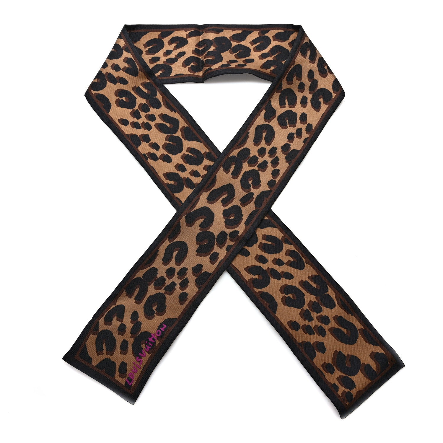 Louis Vuitton Silk Leopard Bandeau Scarf Marron 1 of 3