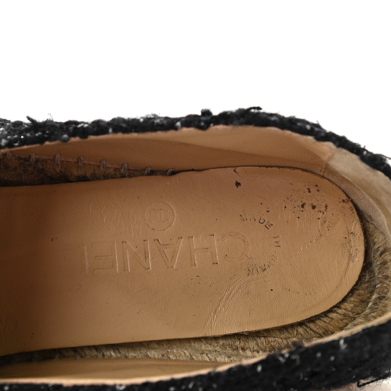 Chanel Metallic Lambskin Tweed CC Espadrilles 39 Black Silver 8 of 10