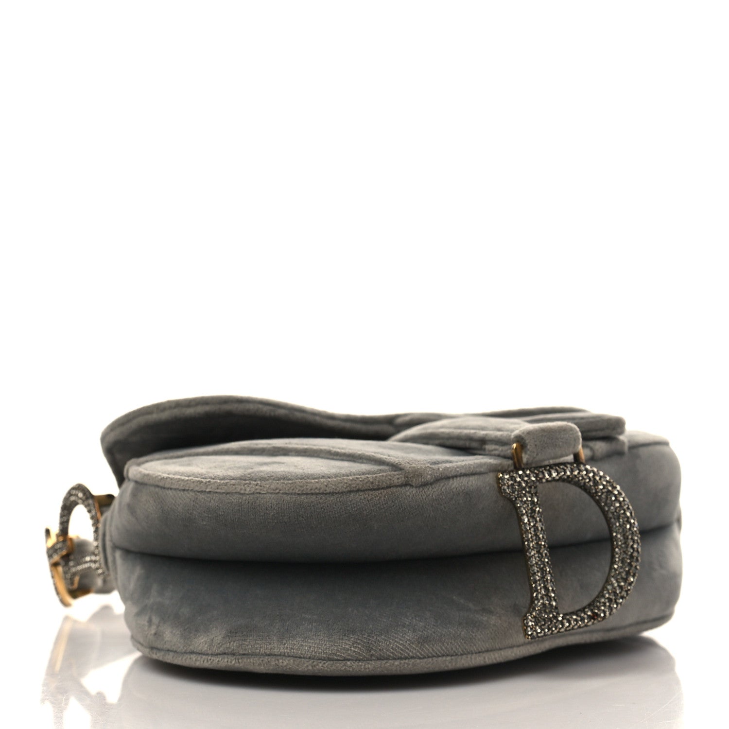 Christian Dior Velvet Crystal Mini Saddle Bag Grey 4 of 10