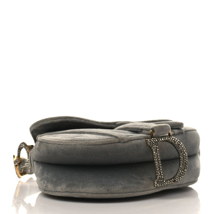 Christian Dior Velvet Crystal Mini Saddle Bag Grey 4 of 10