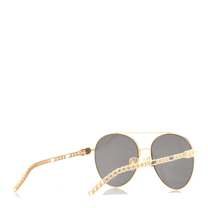 Gucci Aviator Charm Chain Sunglasses GG0725S Black 4 of 10