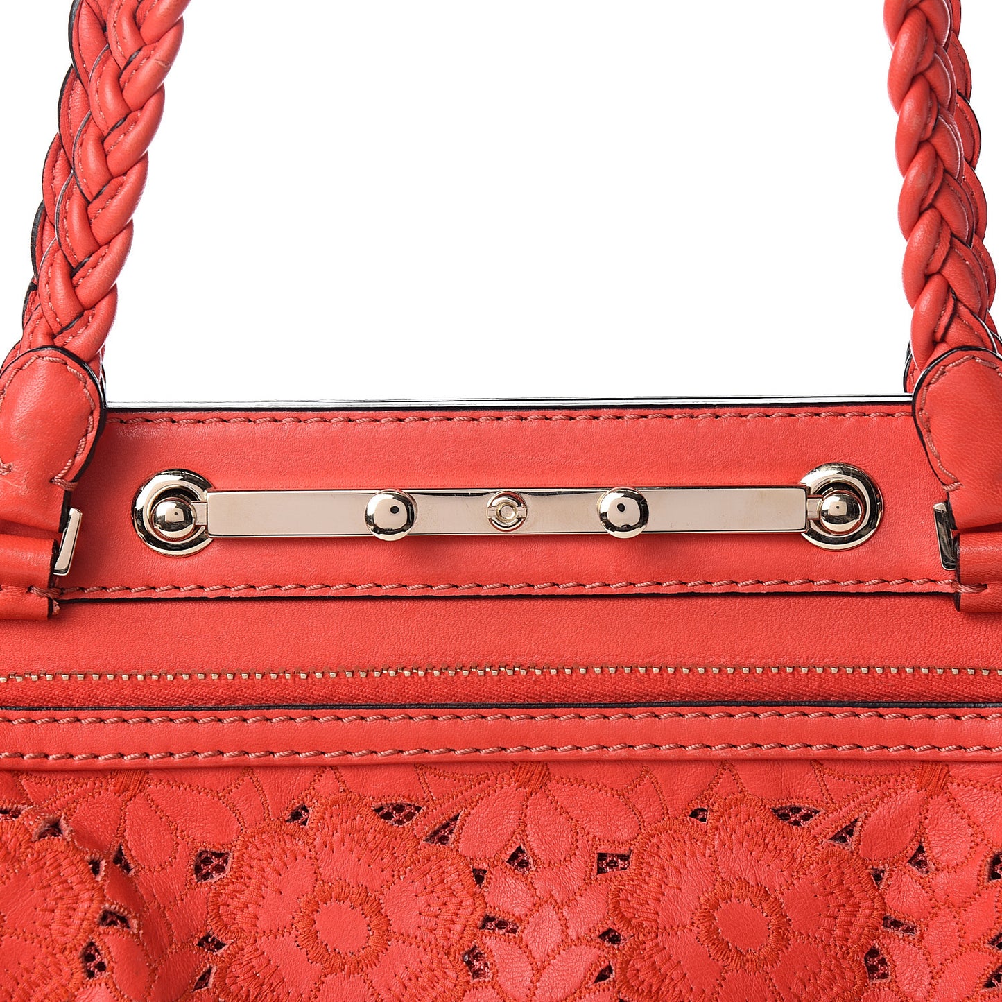 Vitello Lace Demetra Satchel Coral