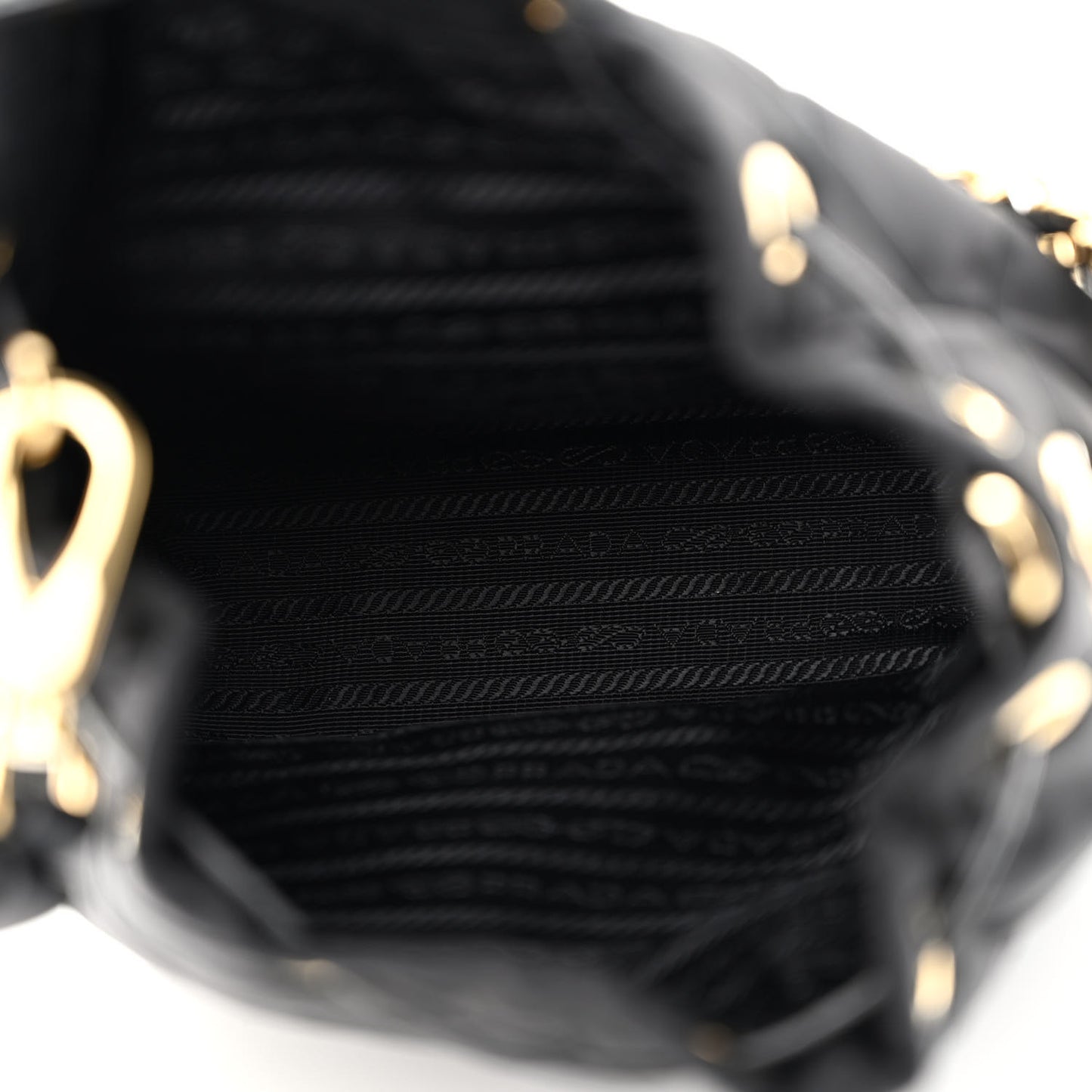 Re-Nylon Saffiano Stitched Re-Edition 1995 Chaine Drawstring Bucket Bag Black