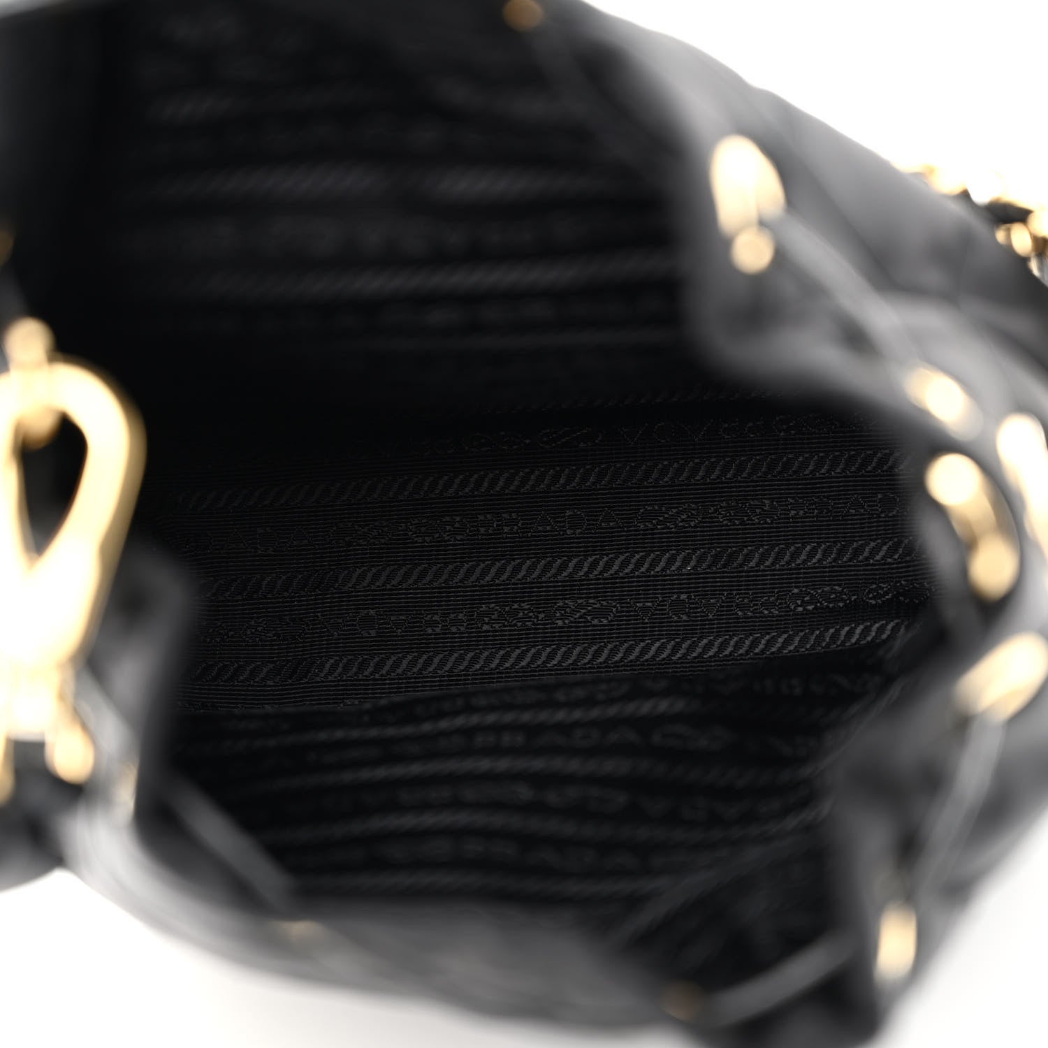 Prada Re-Nylon Saffiano Stitched Re-Edition 1995 Chaine Drawstring Bucket Bag Black 5 of 9