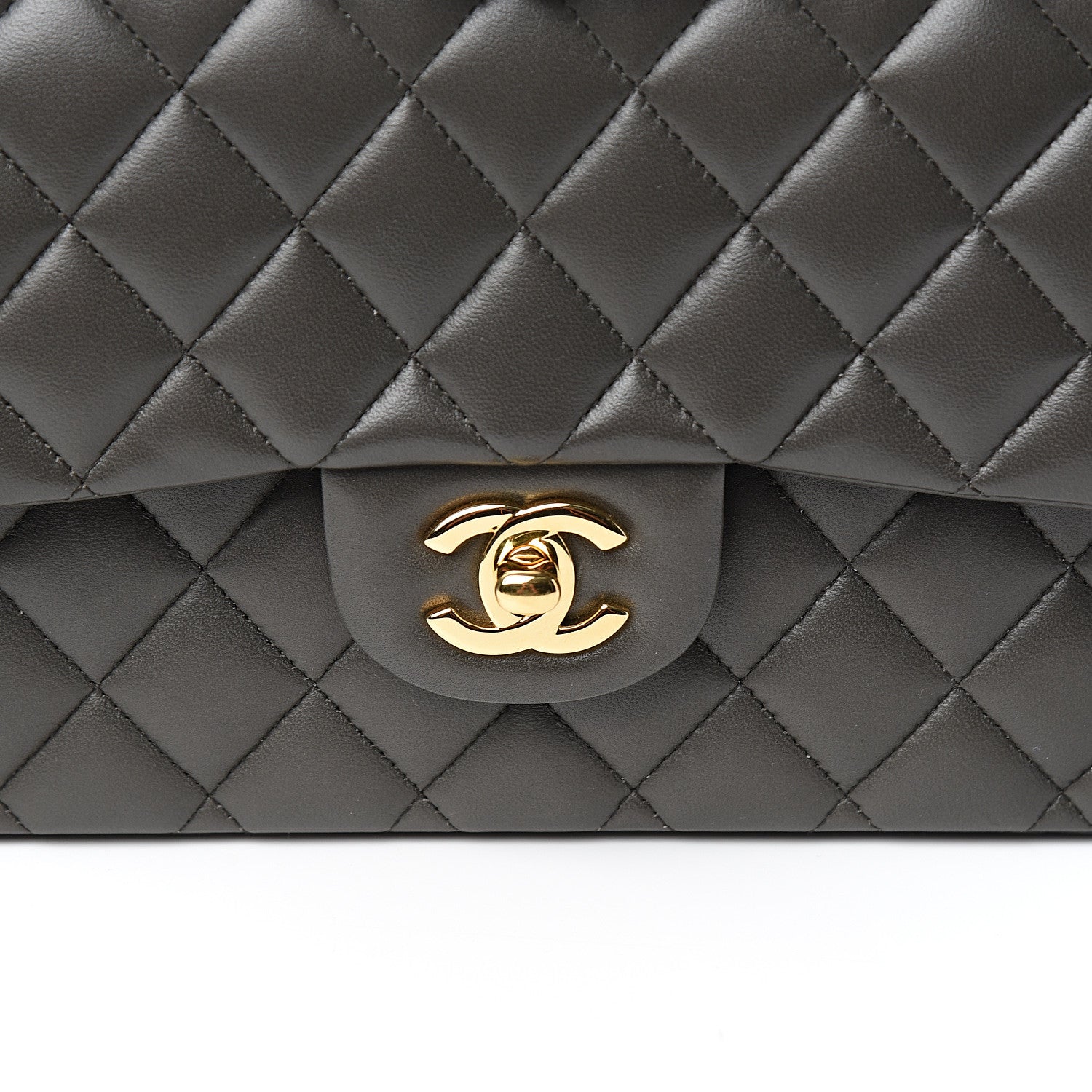 Chanel Lambskin Quilted Medium Double Flap Dark Grey 11 of 12