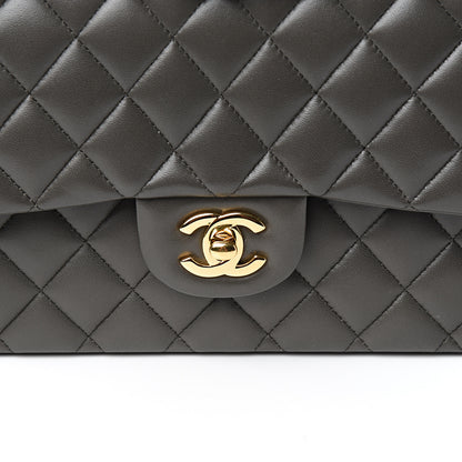 Chanel Lambskin Quilted Medium Double Flap Dark Grey 11 of 12