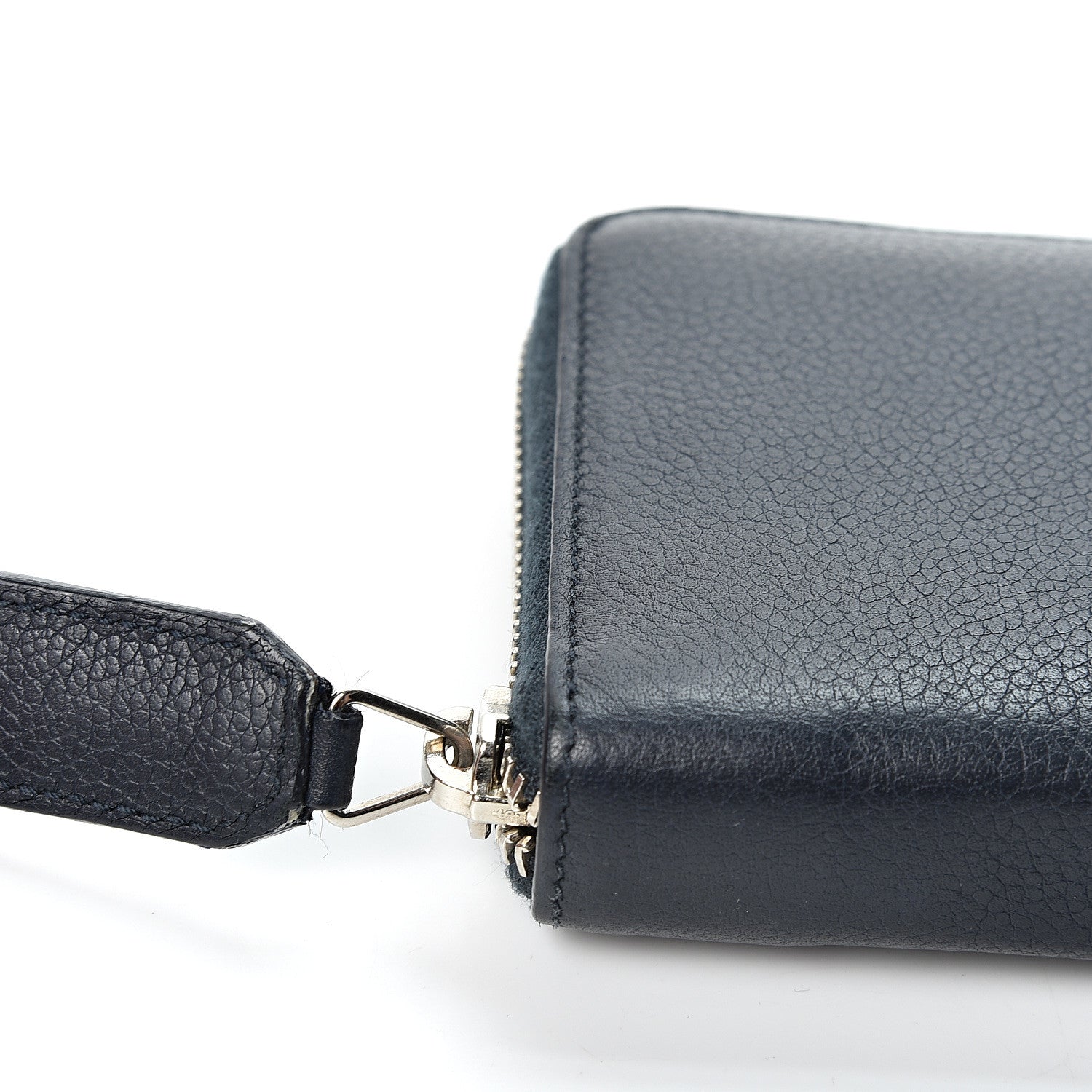 Saint Laurent Grained Calfskin Rive Gauche Zip Around Wallet Deep Marine 8 of 9