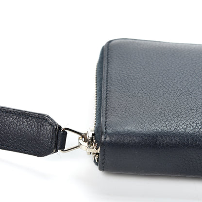 Saint Laurent Grained Calfskin Rive Gauche Zip Around Wallet Deep Marine 8 of 9