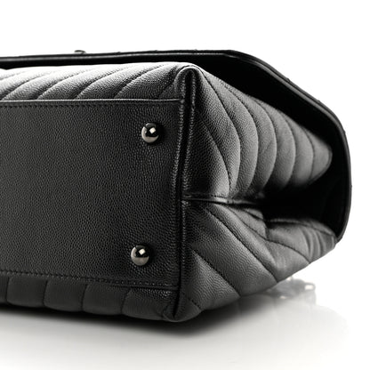 Chanel Caviar Chevron Quilted Small Coco Handle Flap So Black 9 of 9