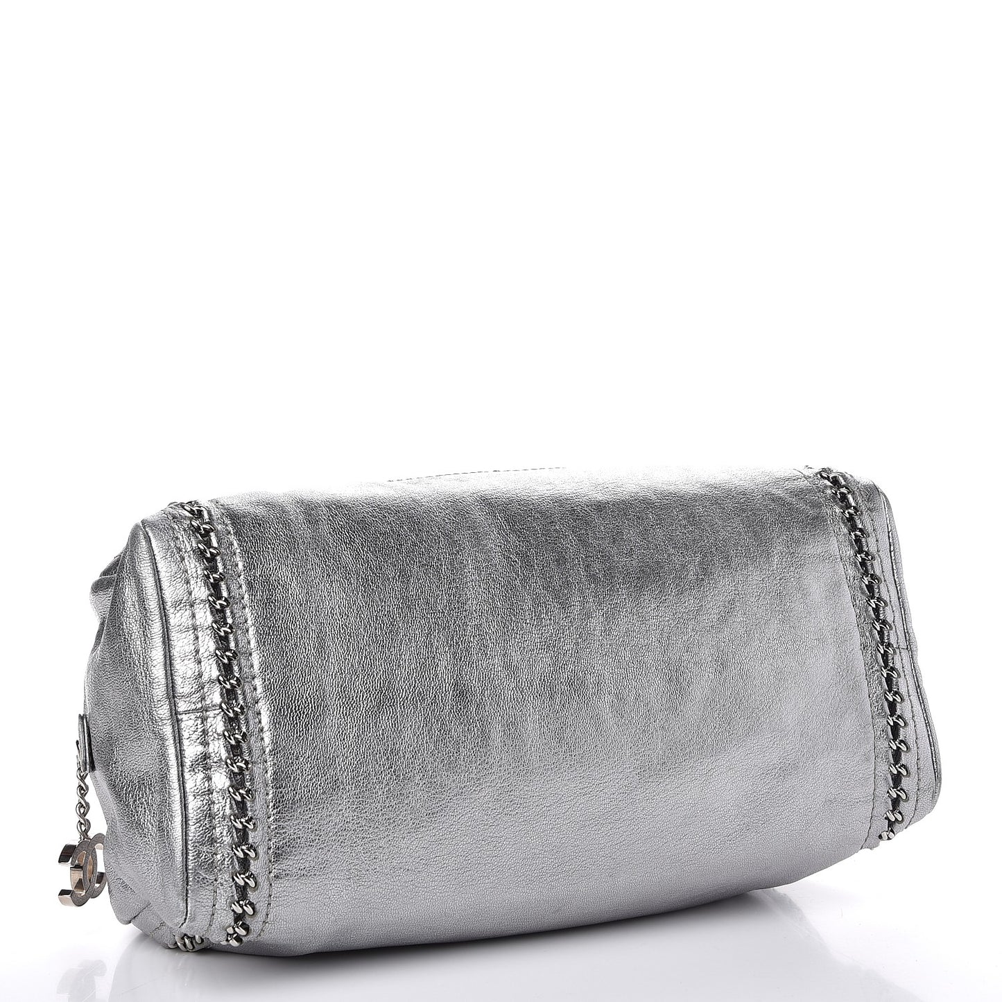 Metallic Goatskin Medium Luxe Ligne Bowler Silver