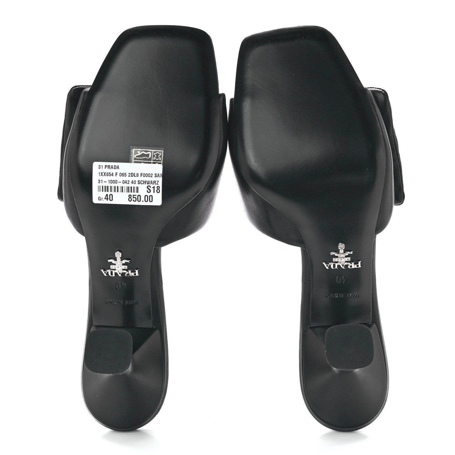 Prada Nappa Soft Padded Metal Triangle Logo 65mm Slide Sandals 40 Black 5 of 9