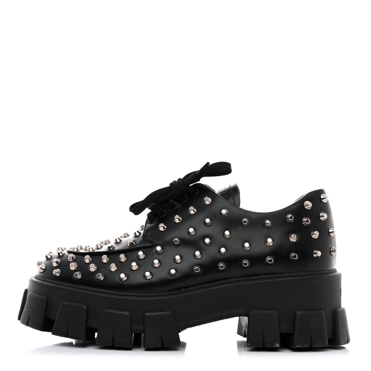 Spazzolato Rois Studded Lace Up Monolith 55mm Derby Loafers 39 Black