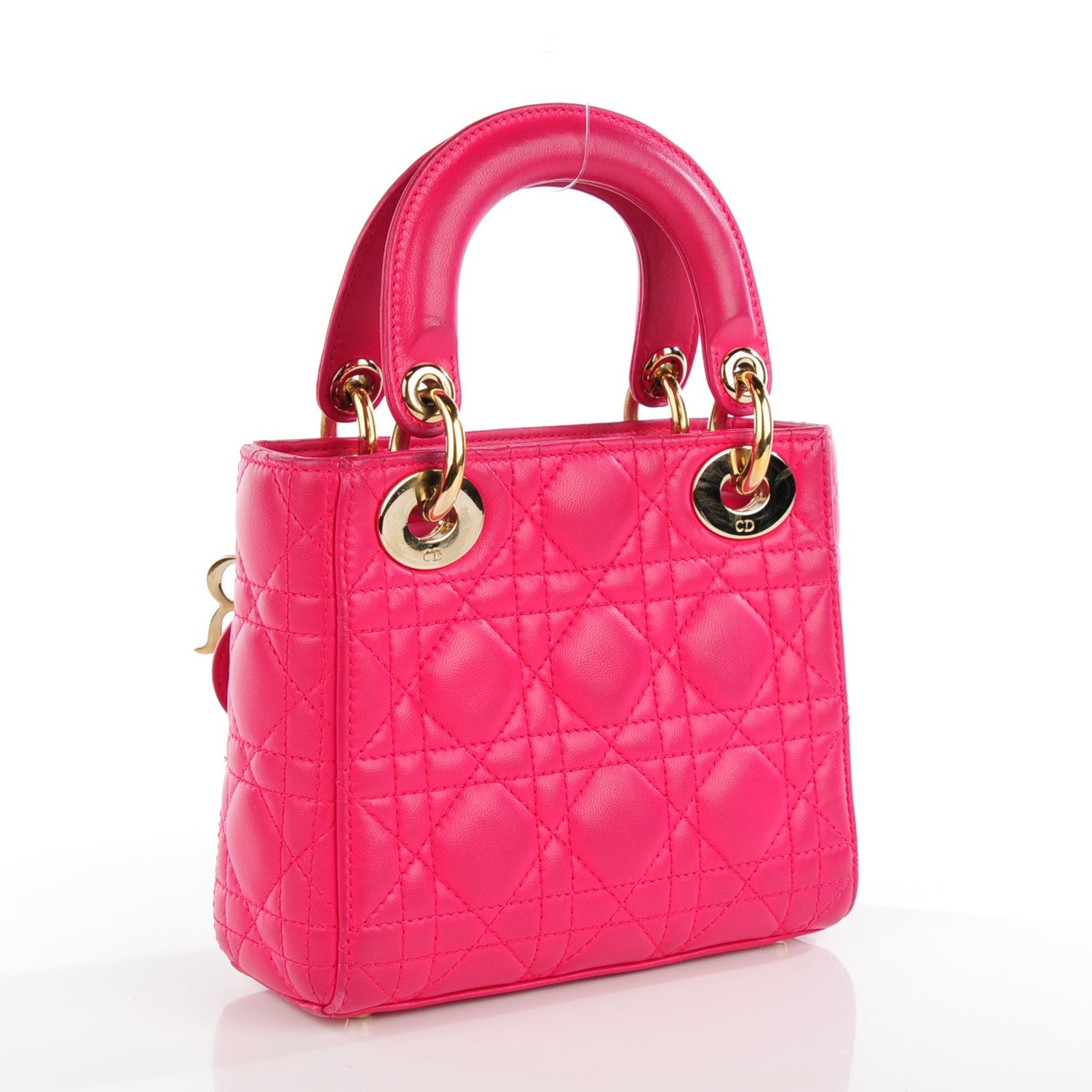 Christian Dior Lambskin Cannage Mini Lady Dior Fuchsia 3 of 8
