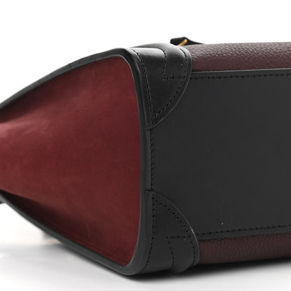 Celine Baby Grained Calfskin Nubuck Tri-Color Nano Luggage Burgundy Wine 8 of 9